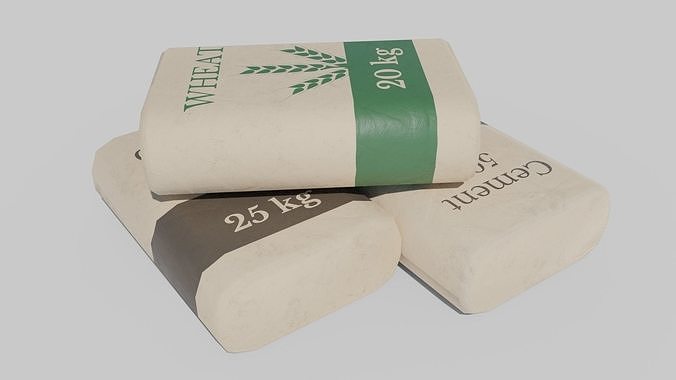 Cement Seeds Bags Low-poly 3D model