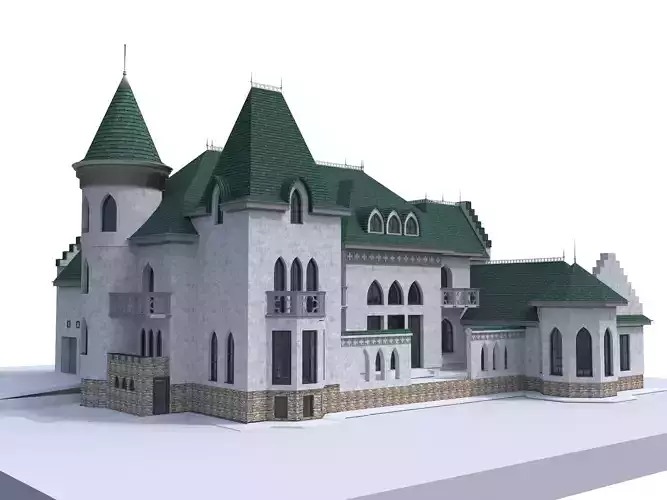 Castle 3D model with roof