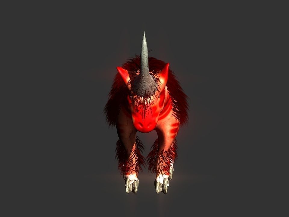 Long flat nose one horn oxen 3D model_8