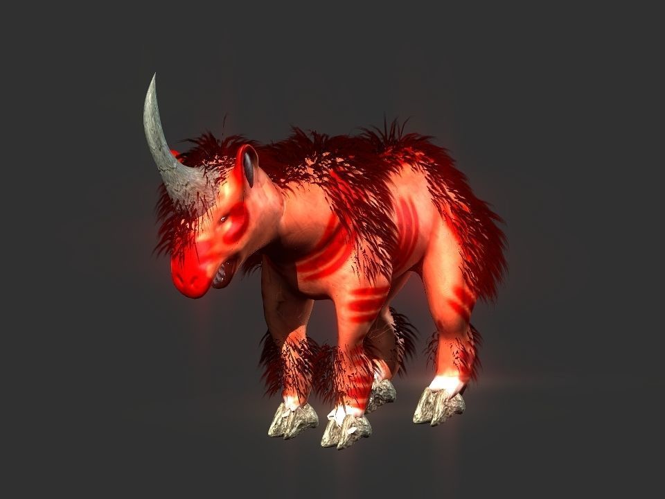 Long flat nose one horn oxen 3D model_23
