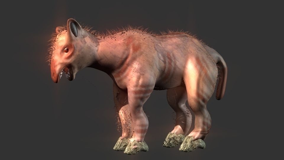 Long flat nose one horn oxen 3D model_4