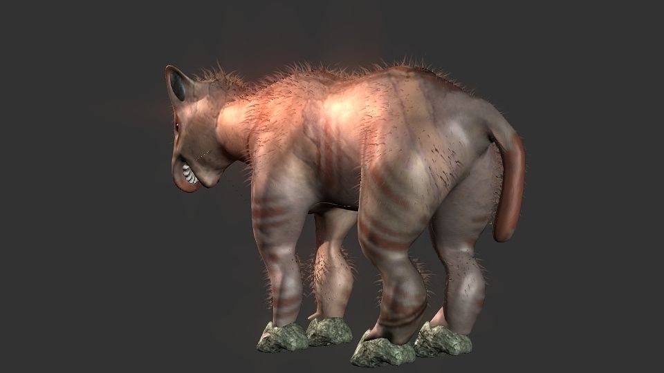 Long flat nose one horn oxen 3D model_2