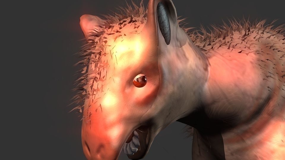 Long flat nose one horn oxen 3D model_6