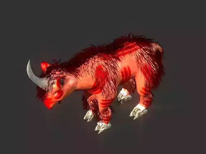 Long flat nose one horn oxen 3D model