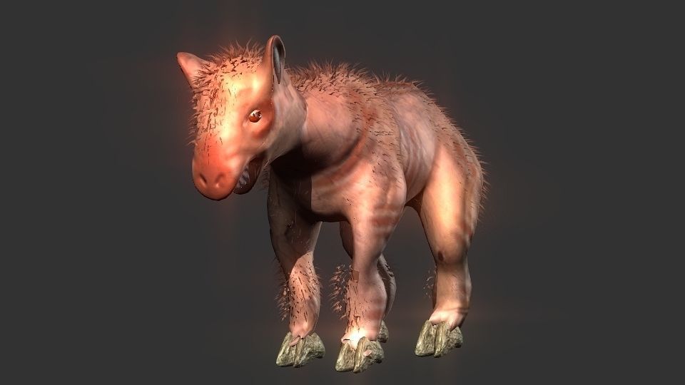 Long flat nose one horn oxen 3D model_14