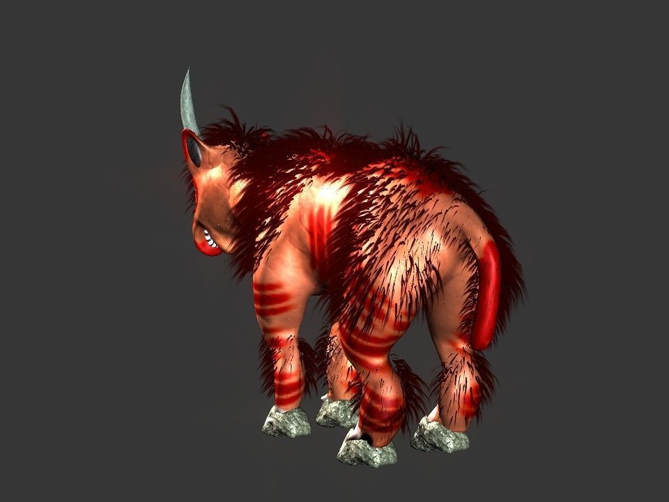 Long flat nose one horn oxen 3D model_15
