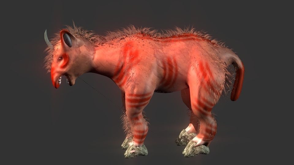Long flat nose one horn oxen 3D model_13