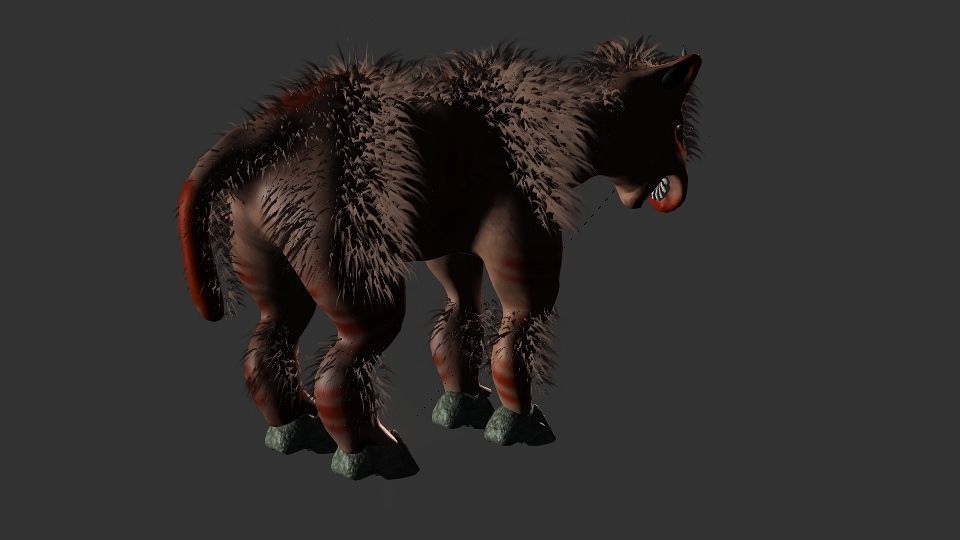 Long flat nose one horn oxen 3D model_12