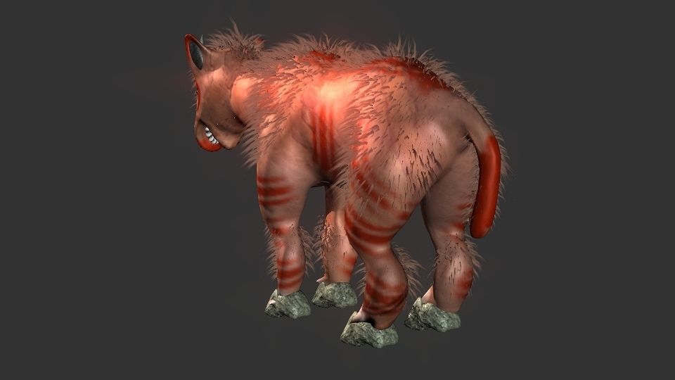 Long flat nose one horn oxen 3D model_11