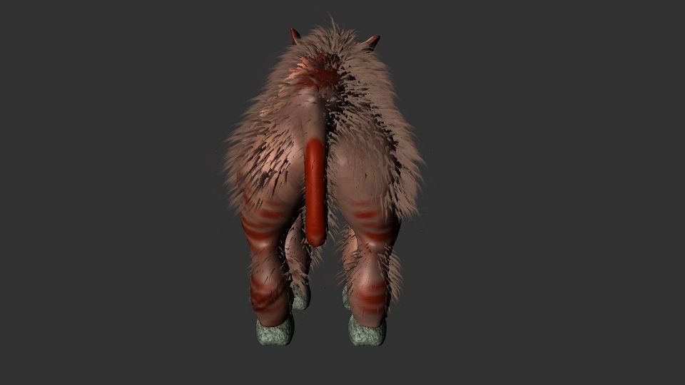 Long flat nose one horn oxen 3D model_3