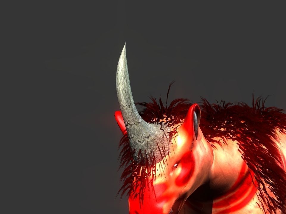 Long flat nose one horn oxen 3D model_5