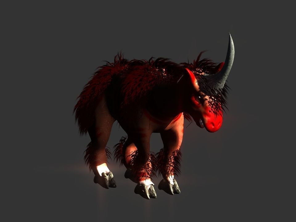 Long flat nose one horn oxen 3D model_24