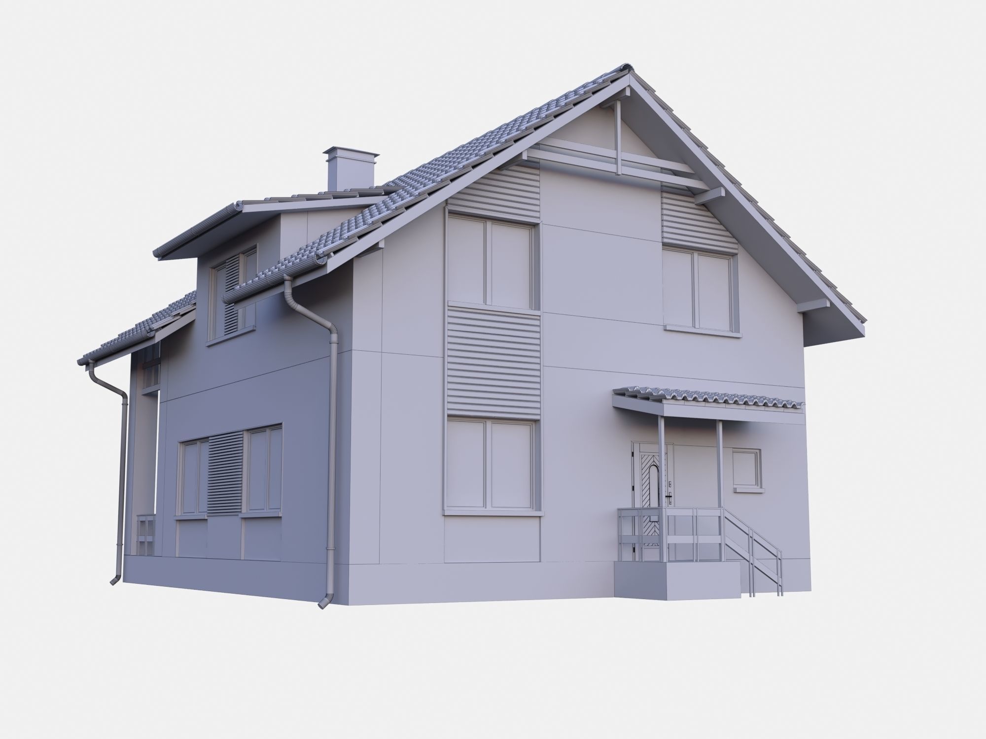 Modern House model Contemporary 3D model_1