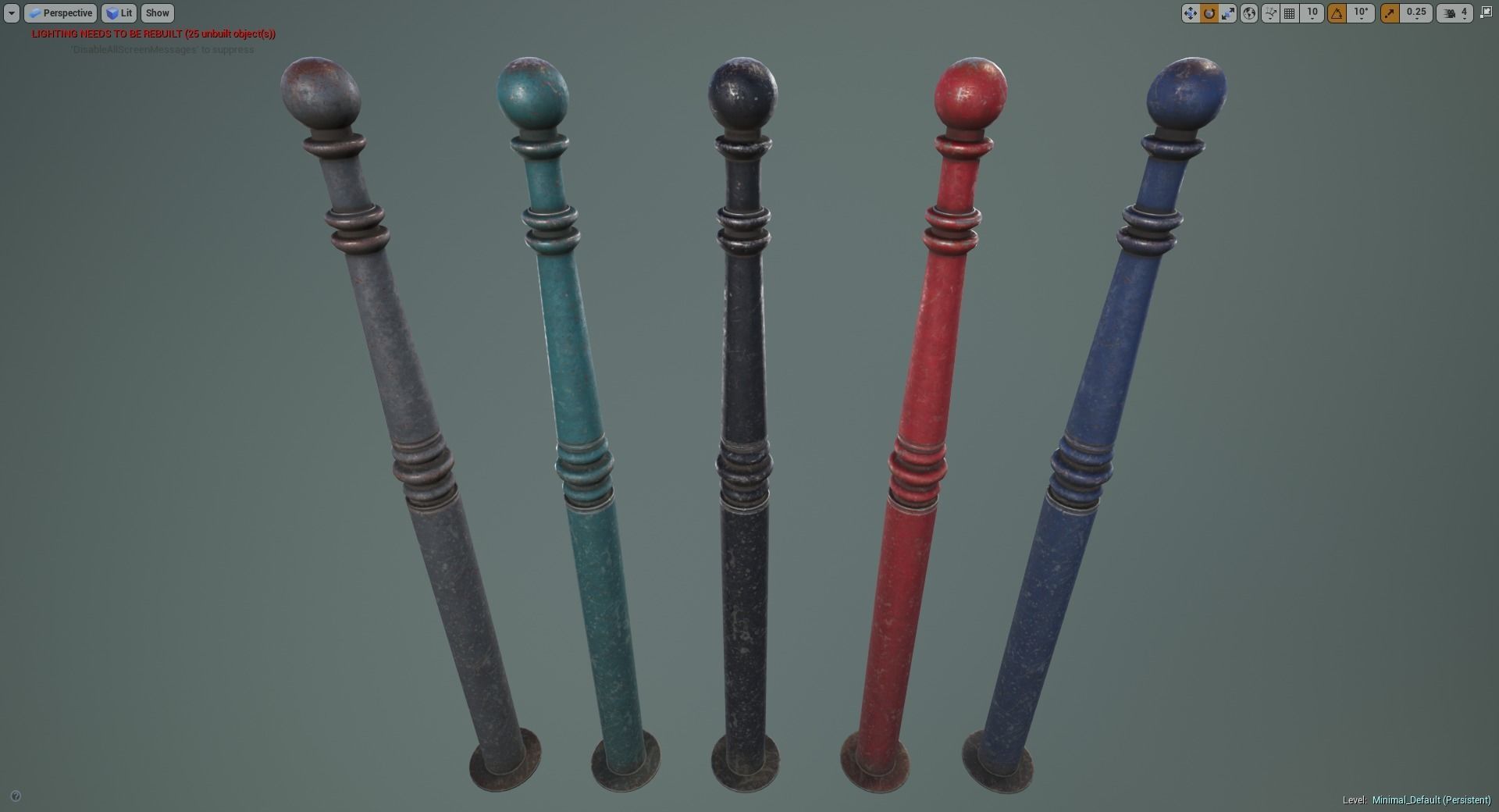 Barrier Bollard Pack 1 v3 Five Color Options Low-poly 3D model_18