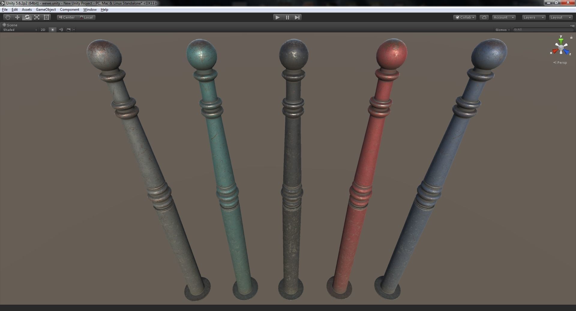 Barrier Bollard Pack 1 v3 Five Color Options Low-poly 3D model_16