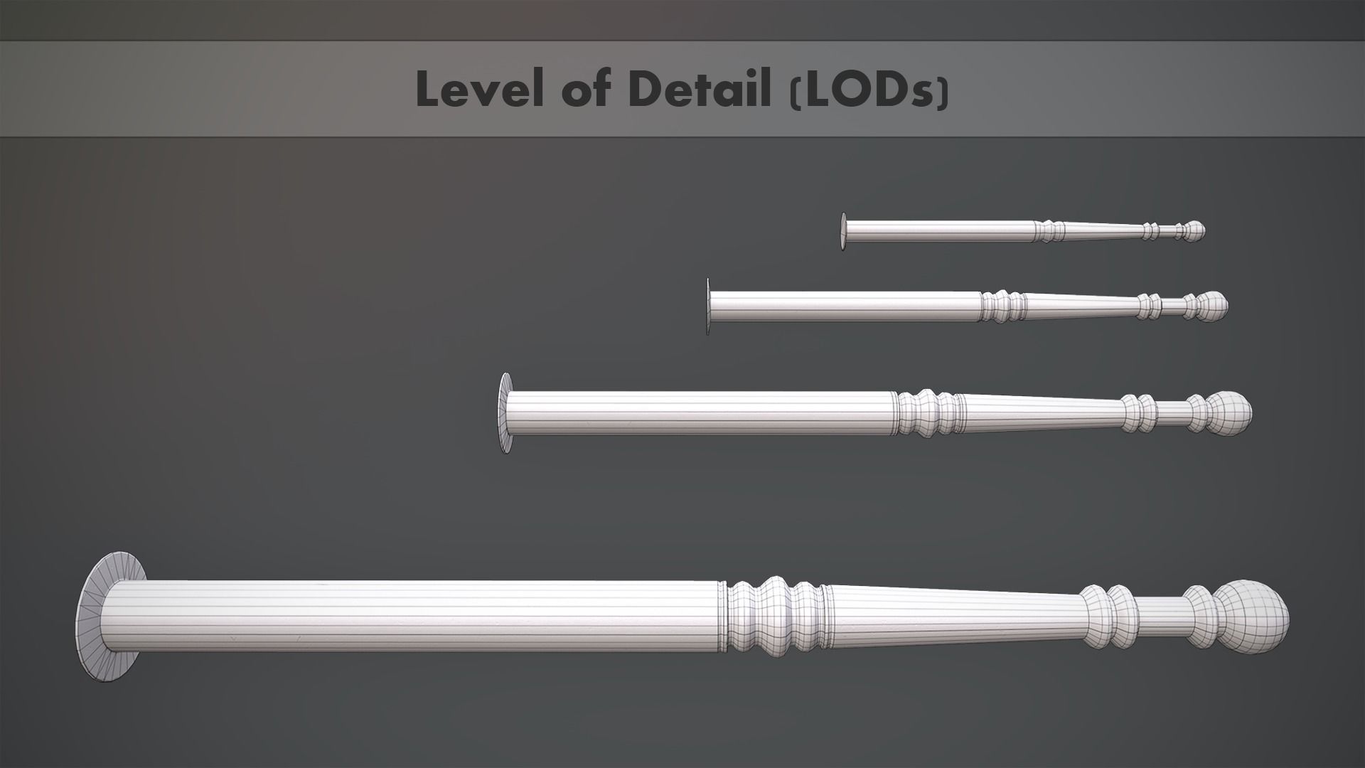 Barrier Bollard Pack 1 v3 Five Color Options Low-poly 3D model_15