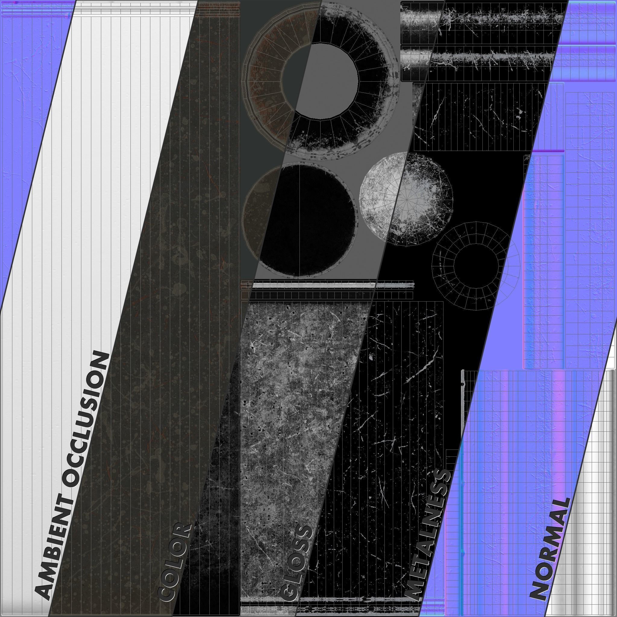 Barrier Bollard Pack 1 v3 Five Color Options Low-poly 3D model_13