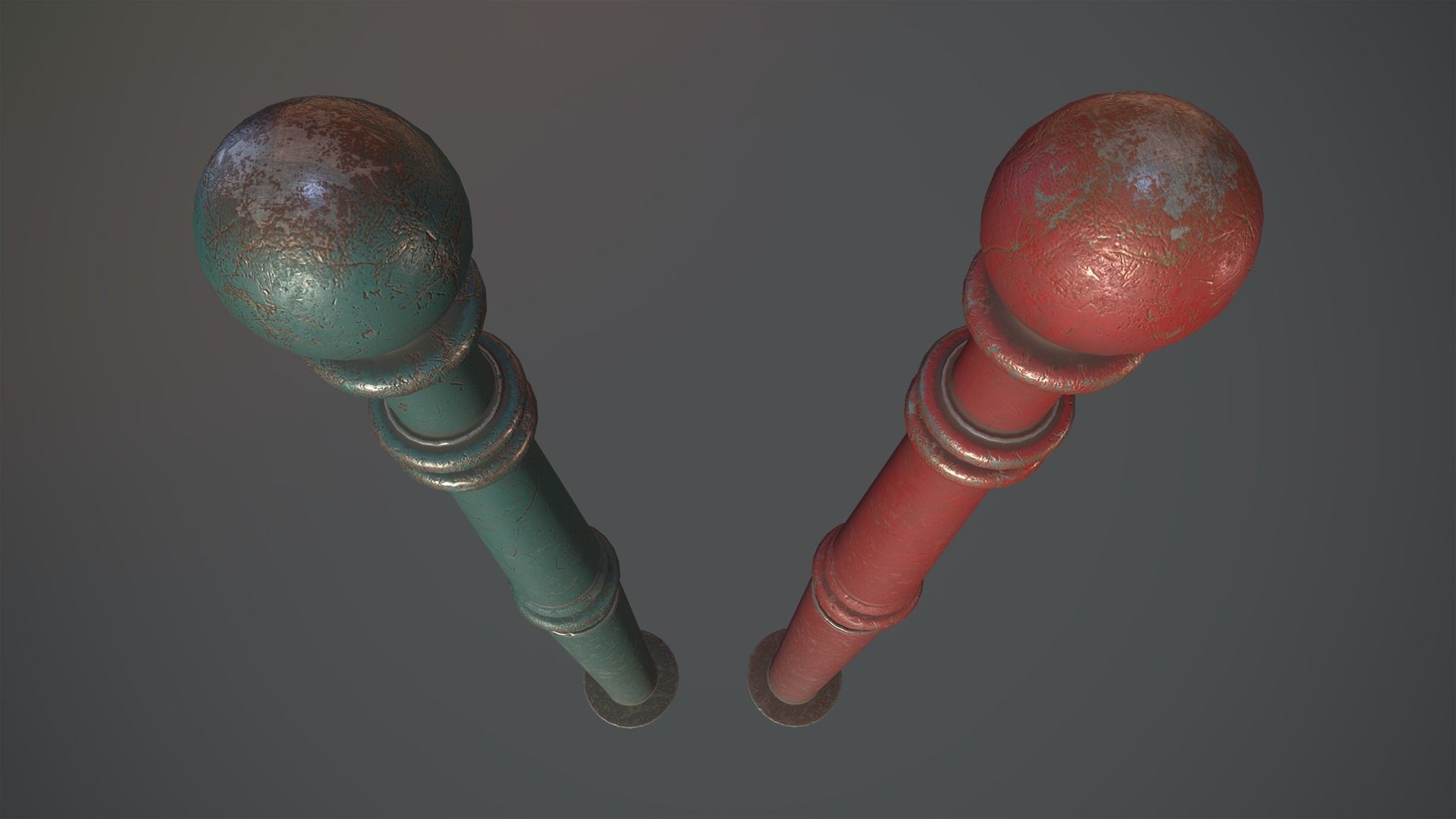 Barrier Bollard Pack 1 v3 Five Color Options Low-poly 3D model_4