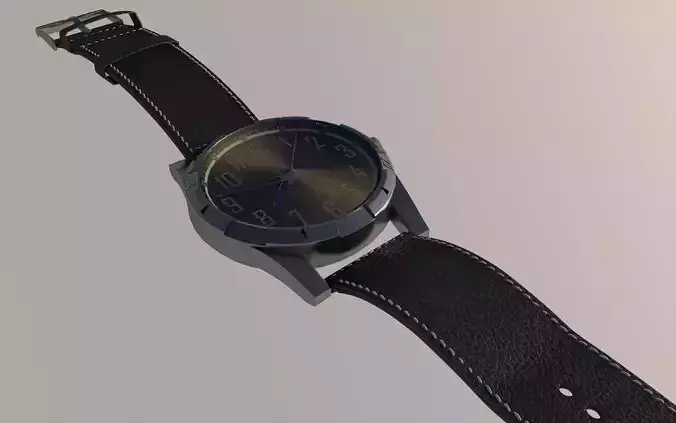 Leather band wristwatch