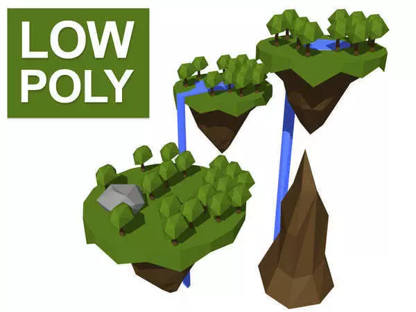 Low poly floating islands Low-poly 3D model_0