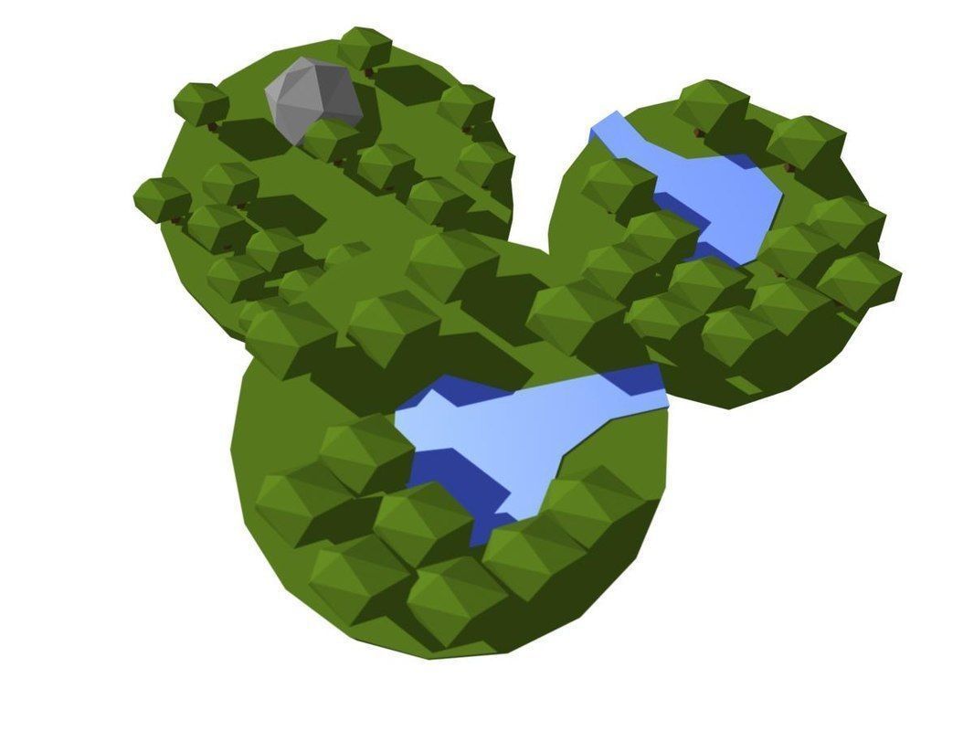 Low poly floating islands Low-poly 3D model_4
