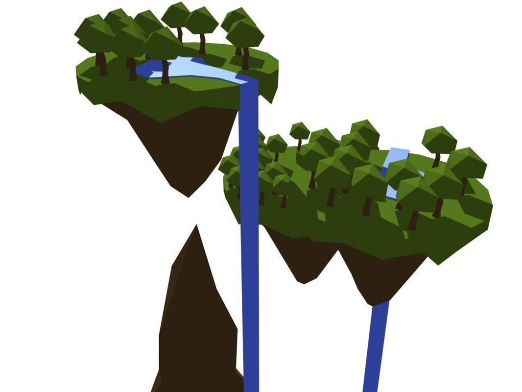 Low poly floating islands Low-poly 3D model_5