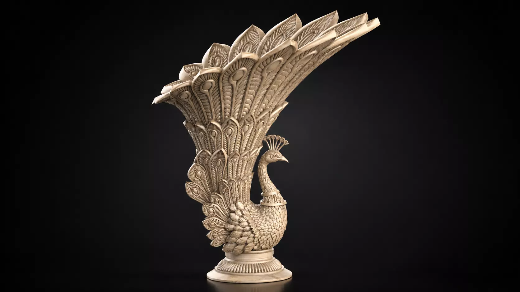 Vase Peacock 3D Model Realistic Bird Sculpture STL 3D print model