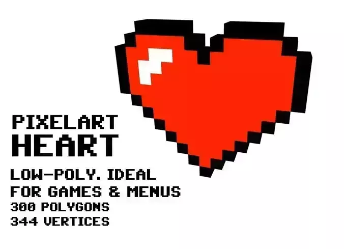 3D pixel heart icon