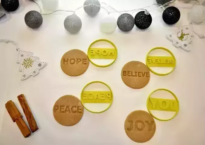 Christmas Cookie Cutter Set 4 Pieces  Joy  Hope  Peace  Believe 3D print model