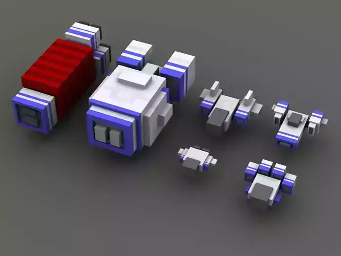 Voxel style spaceships