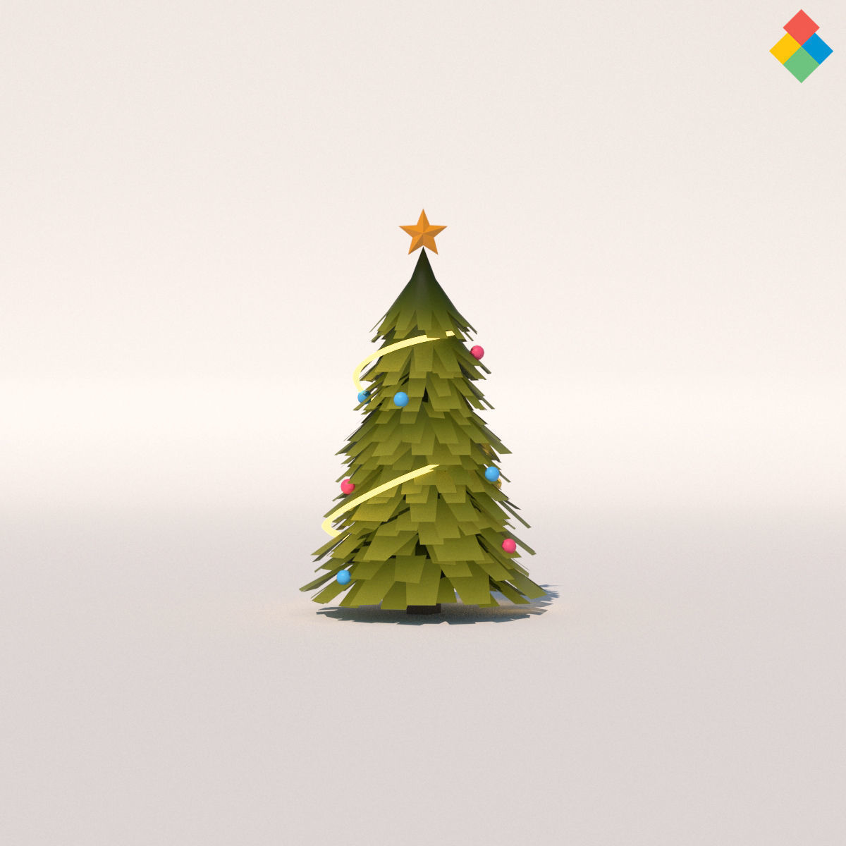 Low Poly Christmas tree Low-poly 3D model_3