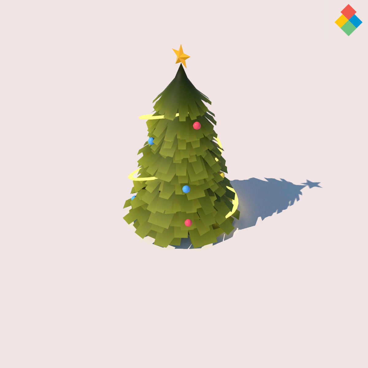 Low Poly Christmas tree Low-poly 3D model_1