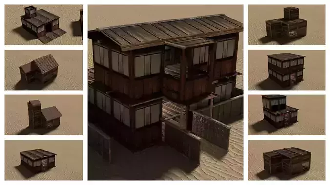 Modular Wooden Desert Houses Interior Exterior 4k Shanty Shack 