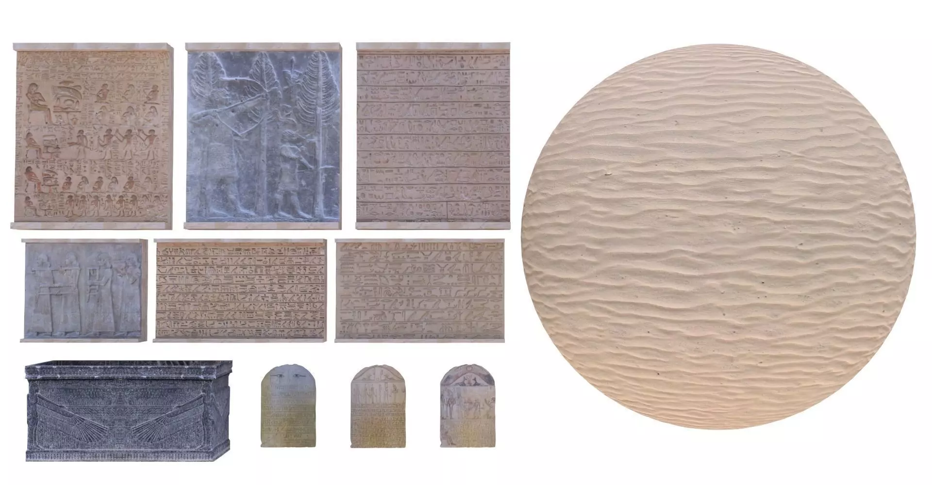 4K Egypt Pack Tombs Sculptures Modular Desert Sand Landscape Low-poly 3D model_0