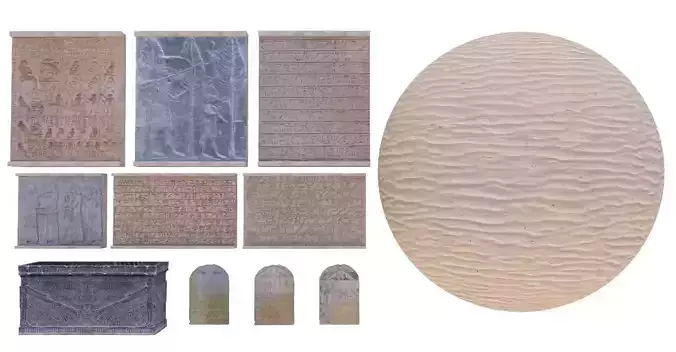 4K Egypt Pack Tombs Sculptures Modular Desert Sand Landscape Low-poly 3D model