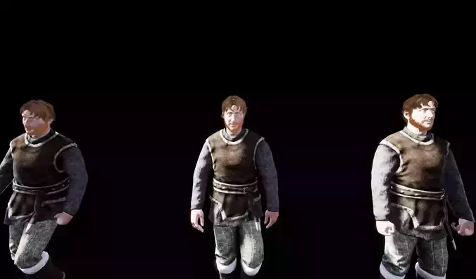 4K Medieval Man Animated Game Ready Character Farming Worker Low-poly 3D model
