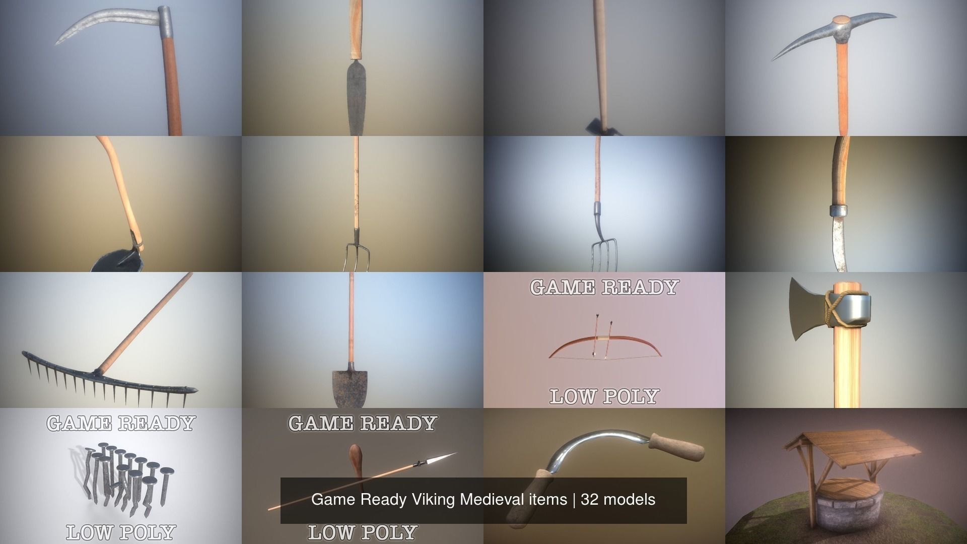 Game Ready Viking Medieval items 3D Model Collection_4