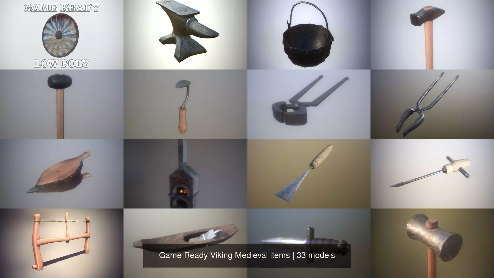 Game Ready Viking Medieval items 3D Model Collection_0