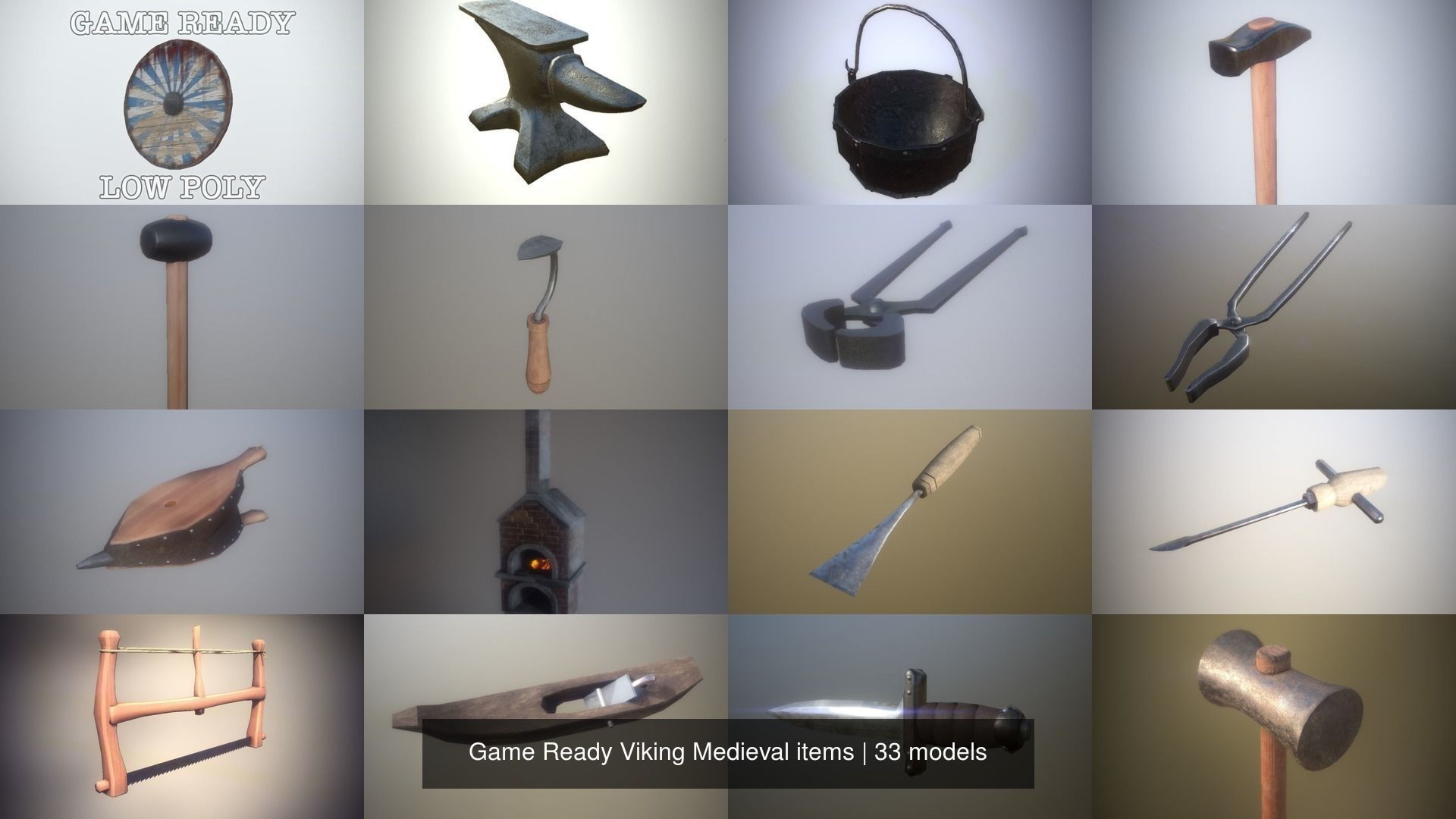 Game Ready Viking Medieval items 3D Model Collection_2