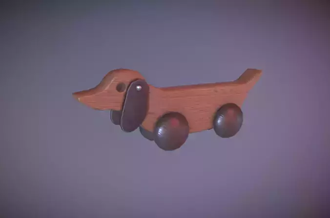 Game Ready Wooden Toy Dog Low-poly 3D model