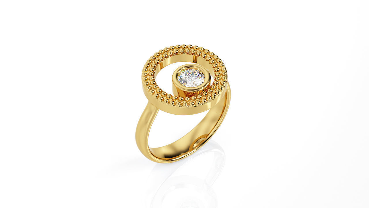 Ring Fashion Circle inside circle R 0145 3D print model_2