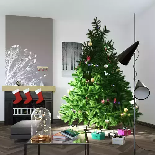 Christmas Tree in an Interior Scene 