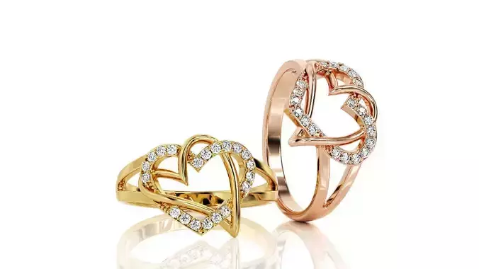Two Hearts Ring Fashion Ring R 0143