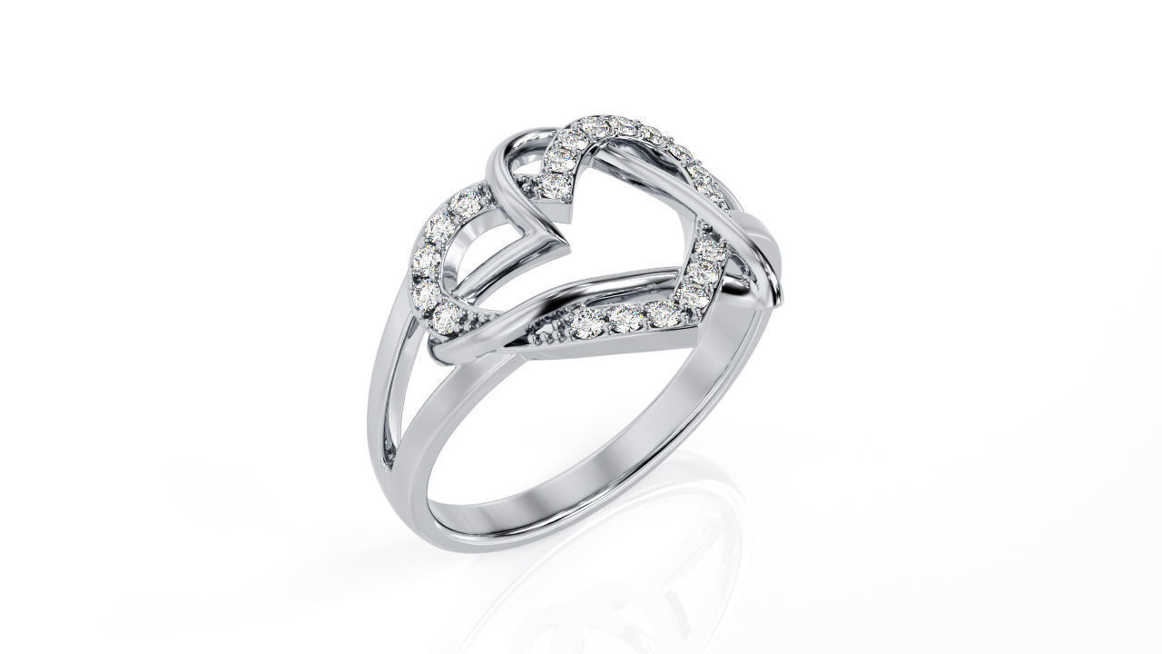 Two Hearts Ring Fashion Ring R 0143 3D print model_2