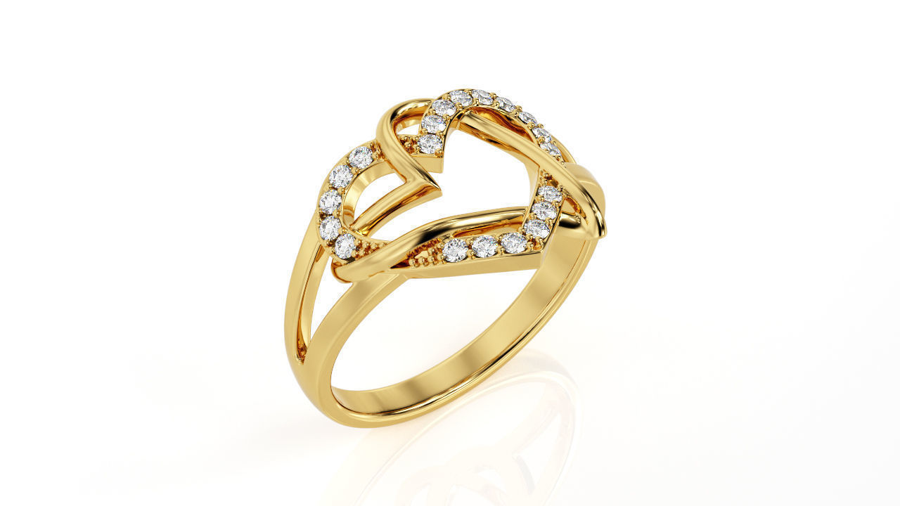 Two Hearts Ring Fashion Ring R 0143 3D print model_3