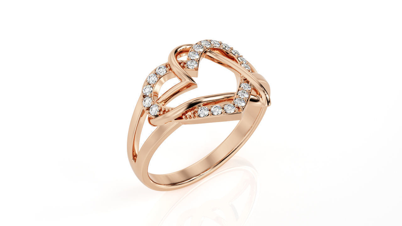 Two Hearts Ring Fashion Ring R 0143 3D print model_1