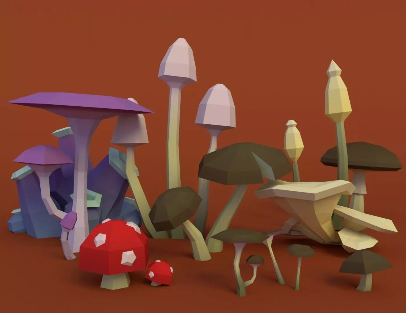 Mushroom Pack Low Poly Assets Low-poly 3D model_0