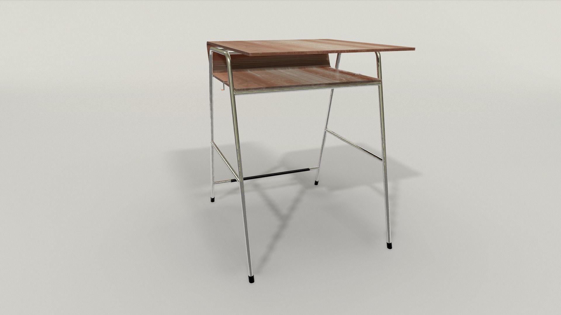  Student desk lowpoly 3D model  Low-poly 3D model_4