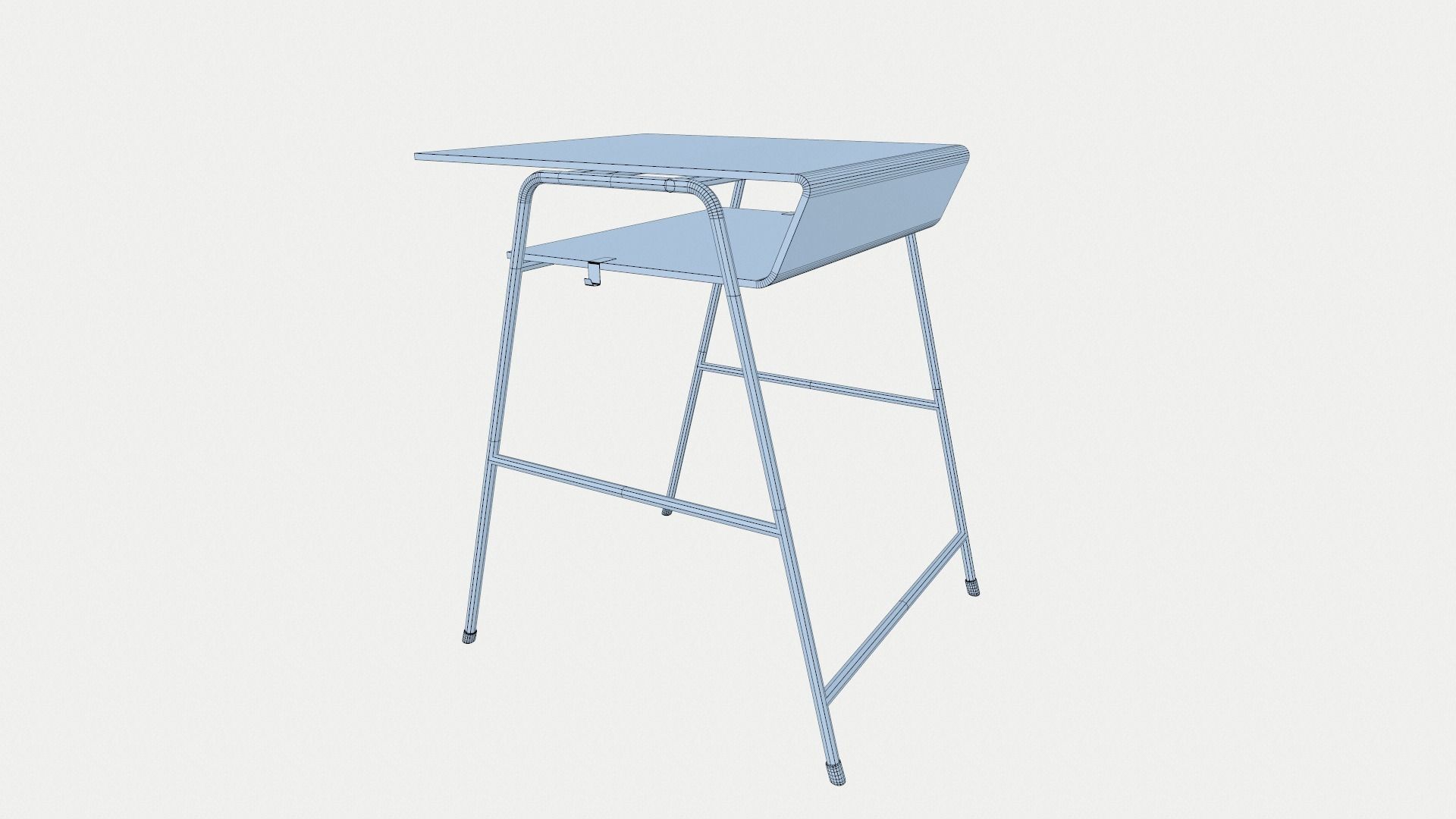 Student desk lowpoly 3D model  Low-poly 3D model_6