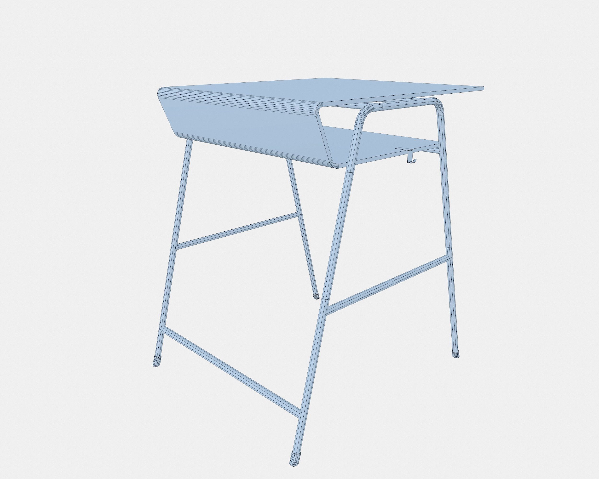  Student desk lowpoly 3D model  Low-poly 3D model_9